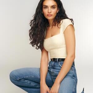 Reformation Cora Top In Ivory Brocade Corset Blouse Sz 12 Or Large